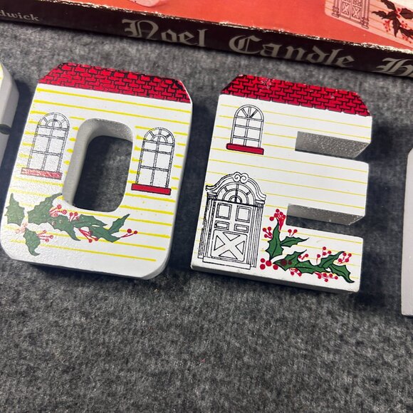 Vintage Chadwick Wooden Christmas Santa Noel Candle holder Set (no candles) - Picture 3 of 13